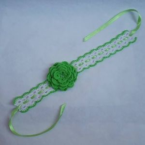Beautiful Crochet adjustable baby headbands Green